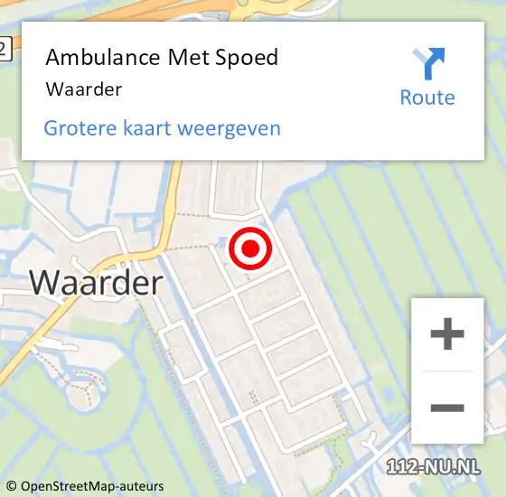 Locatie op kaart van de 112 melding: Ambulance Met Spoed Naar Waarder op 19 mei 2024 00:21