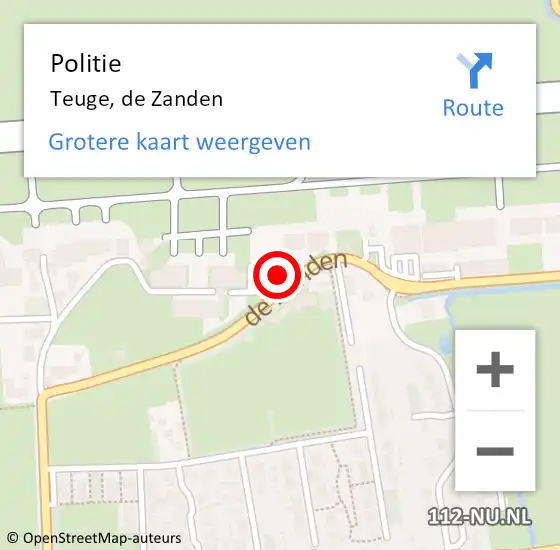 Locatie op kaart van de 112 melding: Politie Teuge, de Zanden op 19 mei 2024 00:22