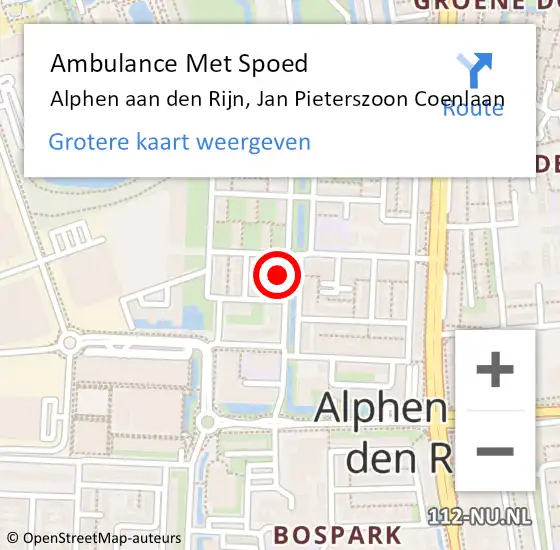 Locatie op kaart van de 112 melding: Ambulance Met Spoed Naar Alphen aan den Rijn, Jan Pieterszoon Coenlaan op 19 mei 2024 00:25