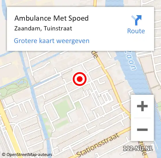 Locatie op kaart van de 112 melding: Ambulance Met Spoed Naar Zaandam, Tuinstraat op 19 mei 2024 00:27