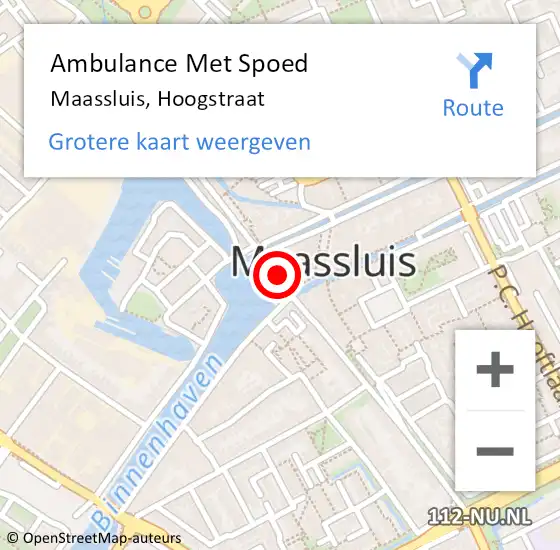 Locatie op kaart van de 112 melding: Ambulance Met Spoed Naar Maassluis, Hoogstraat op 19 mei 2024 00:28