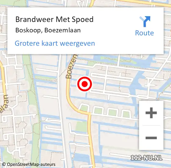 Locatie op kaart van de 112 melding: Brandweer Met Spoed Naar Boskoop, Boezemlaan op 19 mei 2024 00:36