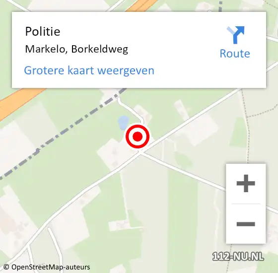 Locatie op kaart van de 112 melding: Politie Markelo, Borkeldweg op 19 mei 2024 00:41