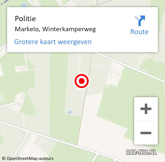 Locatie op kaart van de 112 melding: Politie Markelo, Winterkamperweg op 19 mei 2024 00:43