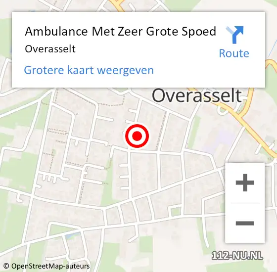 Locatie op kaart van de 112 melding: Ambulance Met Zeer Grote Spoed Naar Overasselt op 19 mei 2024 00:44