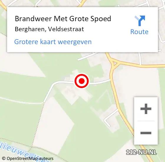 Locatie op kaart van de 112 melding: Brandweer Met Grote Spoed Naar Bergharen, Veldsestraat op 19 mei 2024 00:46