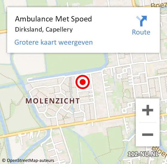 Locatie op kaart van de 112 melding: Ambulance Met Spoed Naar Dirksland, Capellery op 19 mei 2024 00:48
