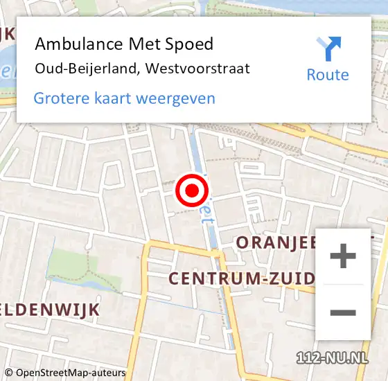 Locatie op kaart van de 112 melding: Ambulance Met Spoed Naar Oud-Beijerland, Westvoorstraat op 19 mei 2024 00:53