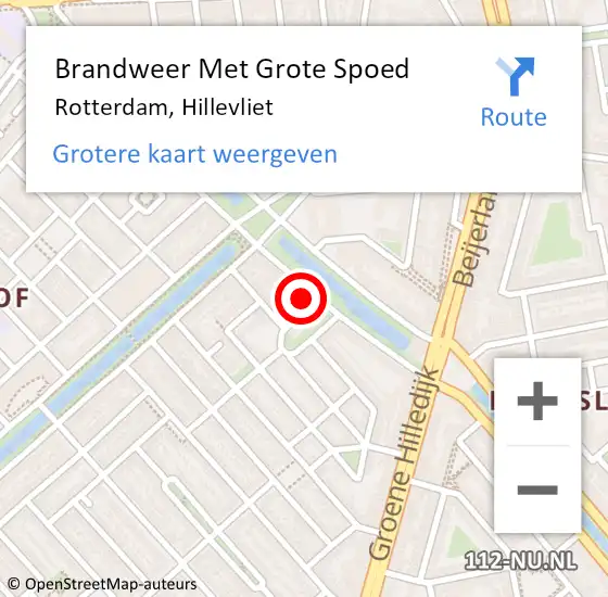 Locatie op kaart van de 112 melding: Brandweer Met Grote Spoed Naar Rotterdam, Hillevliet op 19 mei 2024 01:07