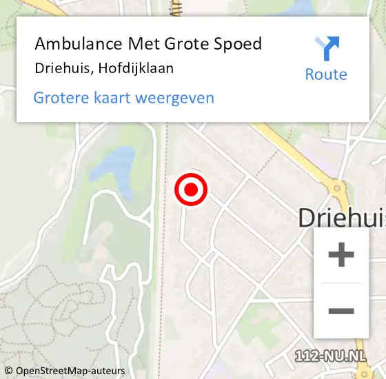 Locatie op kaart van de 112 melding: Ambulance Met Grote Spoed Naar Driehuis, Hofdijklaan op 19 mei 2024 01:08
