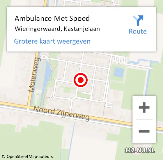 Locatie op kaart van de 112 melding: Ambulance Met Spoed Naar Wieringerwaard, Kastanjelaan op 19 mei 2024 01:09