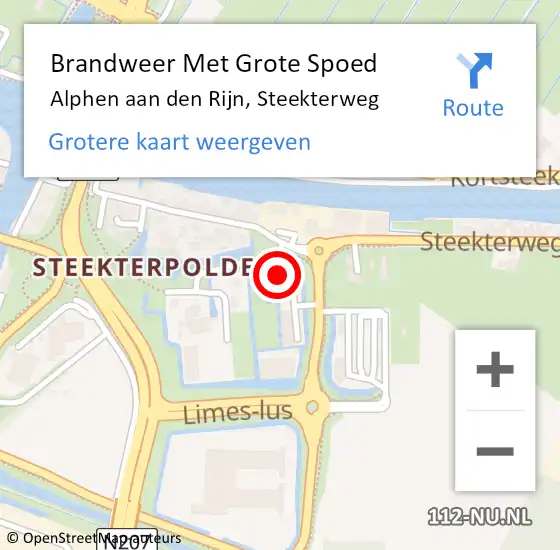 Locatie op kaart van de 112 melding: Brandweer Met Grote Spoed Naar Alphen aan den Rijn, Steekterweg op 19 mei 2024 01:12