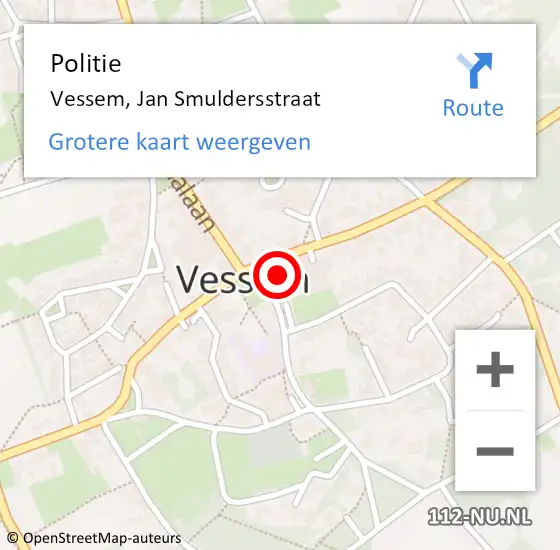 Locatie op kaart van de 112 melding: Politie Vessem, Jan Smuldersstraat op 19 mei 2024 01:22