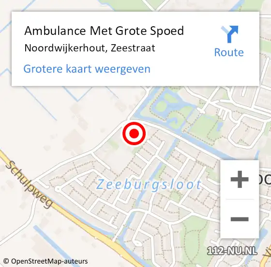 Locatie op kaart van de 112 melding: Ambulance Met Grote Spoed Naar Noordwijkerhout, Zeestraat op 19 mei 2024 01:35