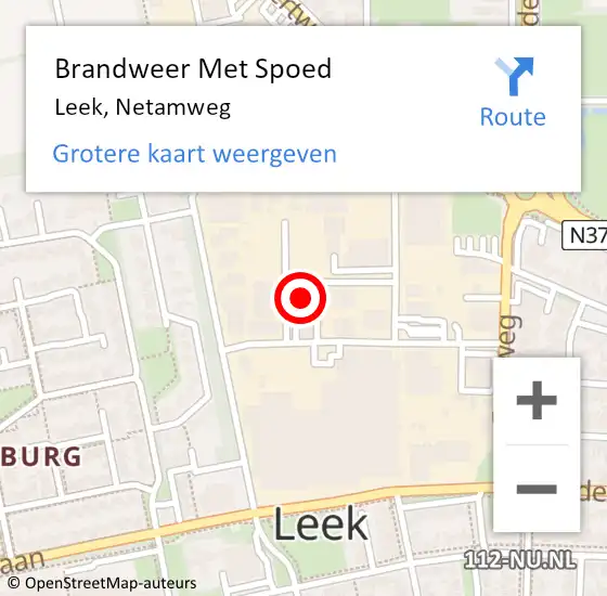 Locatie op kaart van de 112 melding: Brandweer Met Spoed Naar Leek, Netamweg op 19 mei 2024 01:37