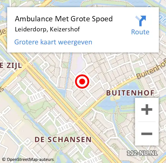 Locatie op kaart van de 112 melding: Ambulance Met Grote Spoed Naar Leiderdorp, Keizershof op 19 mei 2024 01:40