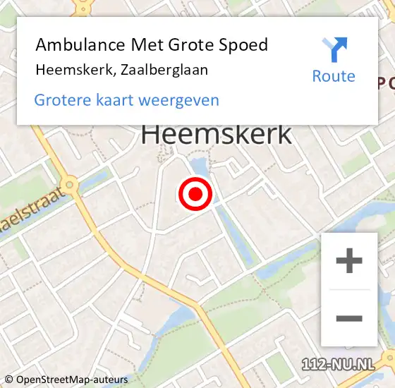 Locatie op kaart van de 112 melding: Ambulance Met Grote Spoed Naar Heemskerk, Zaalberglaan op 19 mei 2024 01:53