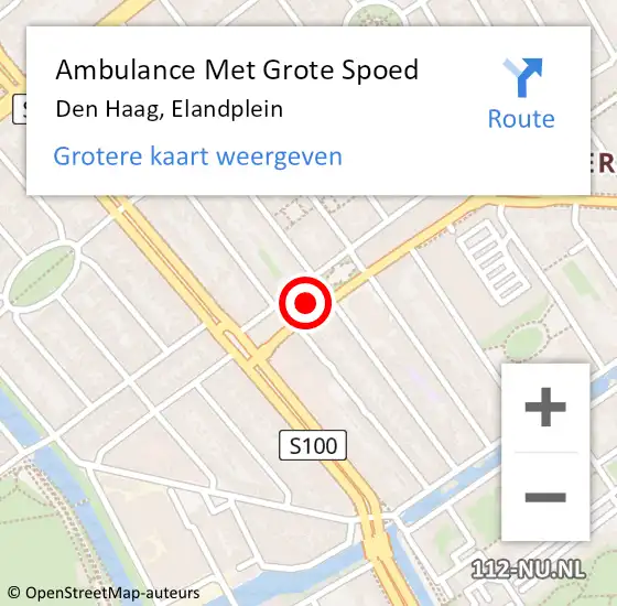 Locatie op kaart van de 112 melding: Ambulance Met Grote Spoed Naar Den Haag, Elandplein op 19 mei 2024 01:59