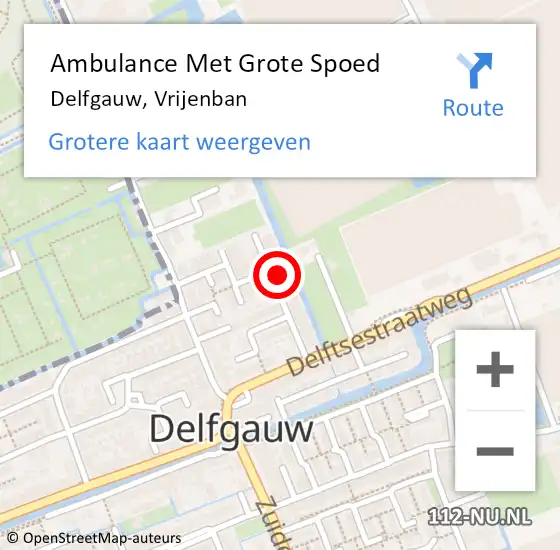 Locatie op kaart van de 112 melding: Ambulance Met Grote Spoed Naar Delfgauw, Vrijenban op 19 mei 2024 02:06