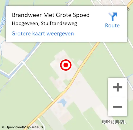 Locatie op kaart van de 112 melding: Brandweer Met Grote Spoed Naar Hoogeveen, Stuifzandseweg op 19 mei 2024 02:10