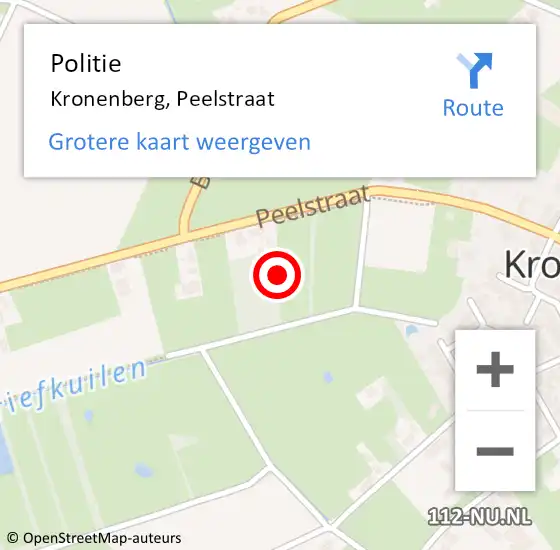 Locatie op kaart van de 112 melding: Politie Kronenberg, Peelstraat op 19 mei 2024 02:11