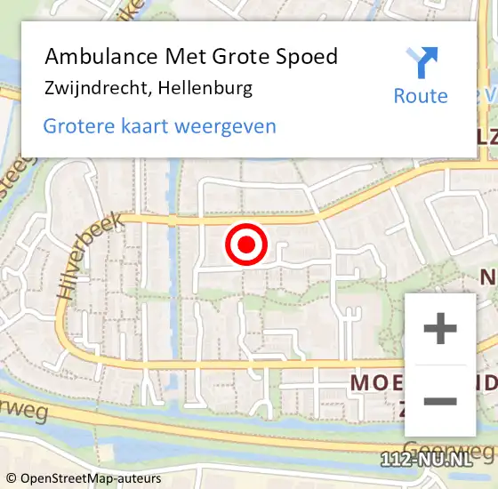 Locatie op kaart van de 112 melding: Ambulance Met Grote Spoed Naar Zwijndrecht, Hellenburg op 19 mei 2024 02:12
