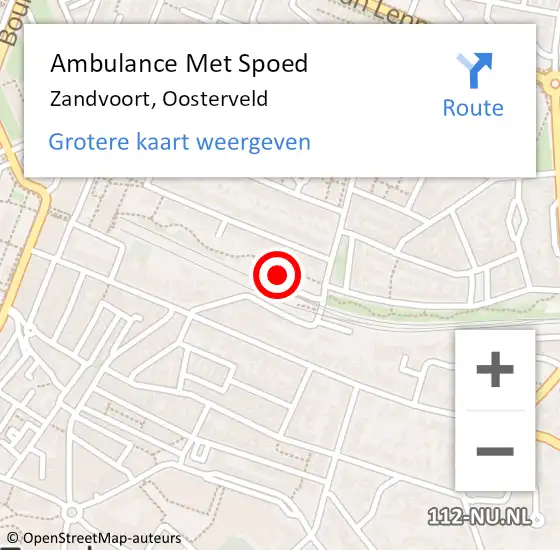 Locatie op kaart van de 112 melding: Ambulance Met Spoed Naar Zandvoort, Oosterveld op 19 mei 2024 02:22
