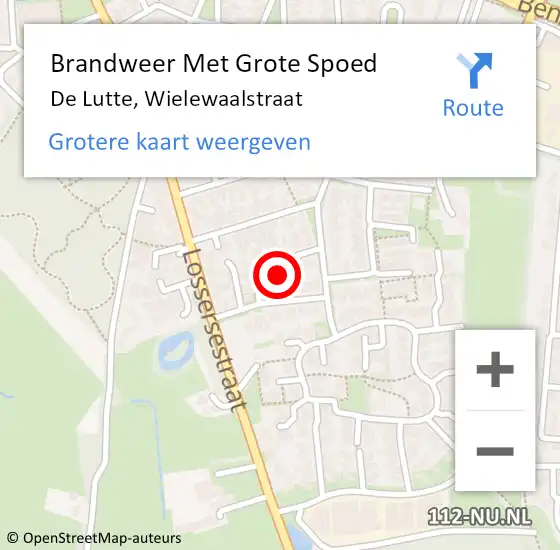 Locatie op kaart van de 112 melding: Brandweer Met Grote Spoed Naar De Lutte, Wielewaalstraat op 19 mei 2024 02:35