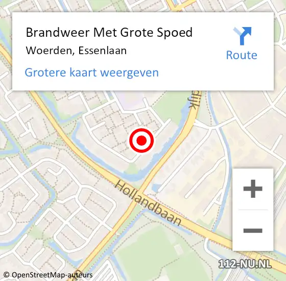 Locatie op kaart van de 112 melding: Brandweer Met Grote Spoed Naar Woerden, Essenlaan op 19 mei 2024 02:41