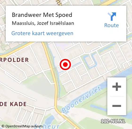 Locatie op kaart van de 112 melding: Brandweer Met Spoed Naar Maassluis, Jozef Israëlslaan op 19 mei 2024 02:48