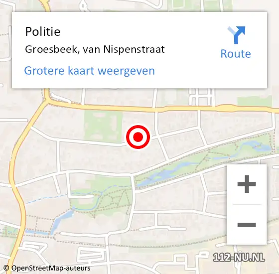 Locatie op kaart van de 112 melding: Politie Groesbeek, van Nispenstraat op 19 mei 2024 02:51