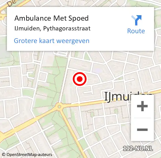Locatie op kaart van de 112 melding: Ambulance Met Spoed Naar IJmuiden, Pythagorasstraat op 19 mei 2024 02:57
