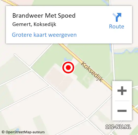 Locatie op kaart van de 112 melding: Brandweer Met Spoed Naar Gemert, Koksedijk op 19 mei 2024 03:05