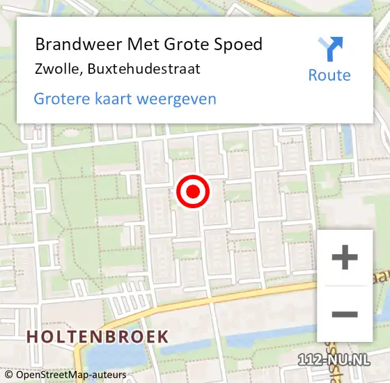 Locatie op kaart van de 112 melding: Brandweer Met Grote Spoed Naar Zwolle, Buxtehudestraat op 19 mei 2024 03:25