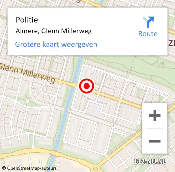 Locatie op kaart van de 112 melding: Politie Almere, Glenn Millerweg op 19 mei 2024 03:25