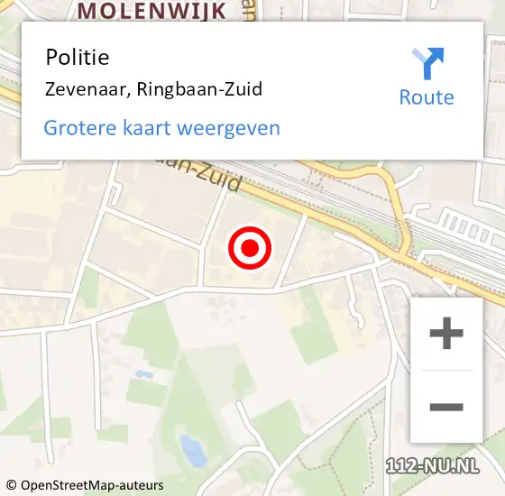 Locatie op kaart van de 112 melding: Politie Zevenaar, Ringbaan-Zuid op 19 mei 2024 03:35