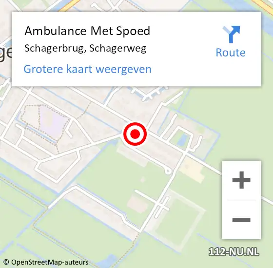 Locatie op kaart van de 112 melding: Ambulance Met Spoed Naar Schagerbrug, Schagerweg op 19 mei 2024 03:50