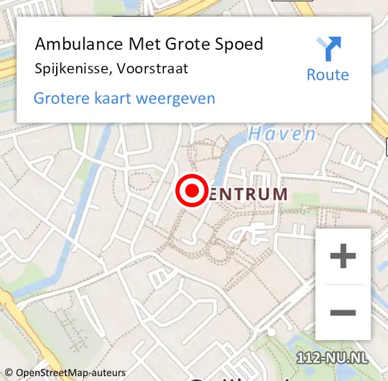 Locatie op kaart van de 112 melding: Ambulance Met Grote Spoed Naar Spijkenisse, Voorstraat op 19 mei 2024 04:04