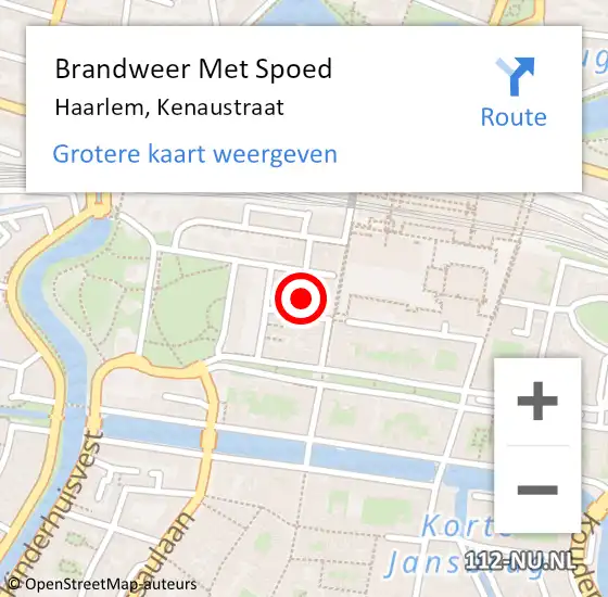 Locatie op kaart van de 112 melding: Brandweer Met Spoed Naar Haarlem, Kenaustraat op 19 mei 2024 04:17