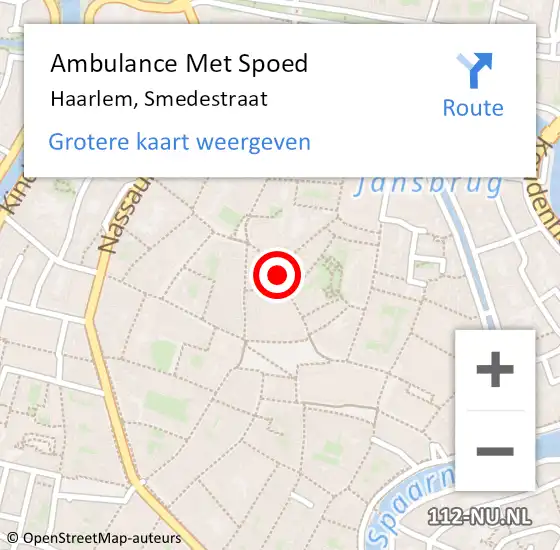 Locatie op kaart van de 112 melding: Ambulance Met Spoed Naar Haarlem, Smedestraat op 19 mei 2024 04:28