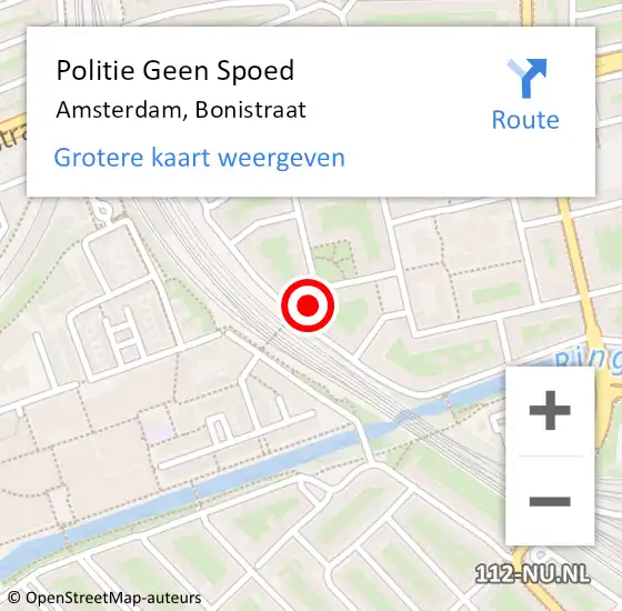 Locatie op kaart van de 112 melding: Politie Geen Spoed Naar Amsterdam, Bonistraat op 19 mei 2024 04:31