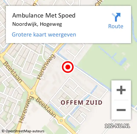 Locatie op kaart van de 112 melding: Ambulance Met Spoed Naar Noordwijk, Hogeweg op 19 mei 2024 04:43