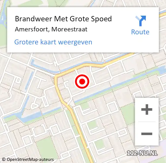 Locatie op kaart van de 112 melding: Brandweer Met Grote Spoed Naar Amersfoort, Moreestraat op 19 mei 2024 04:44