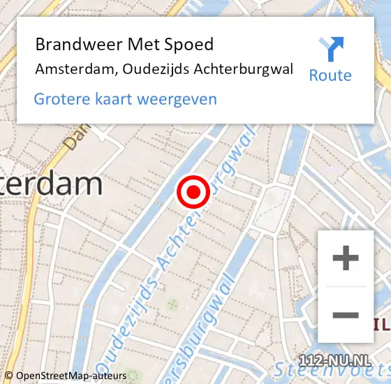 Locatie op kaart van de 112 melding: Brandweer Met Spoed Naar Amsterdam, Oudezijds Achterburgwal op 19 mei 2024 05:01