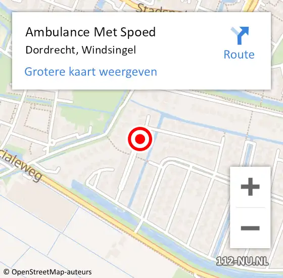 Locatie op kaart van de 112 melding: Ambulance Met Spoed Naar Dordrecht, Windsingel op 19 mei 2024 05:08