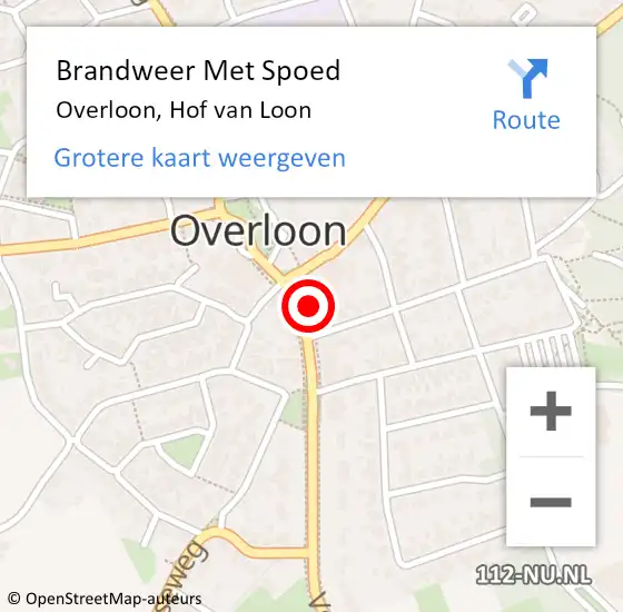 Locatie op kaart van de 112 melding: Brandweer Met Spoed Naar Overloon, Hof van Loon op 19 mei 2024 05:09