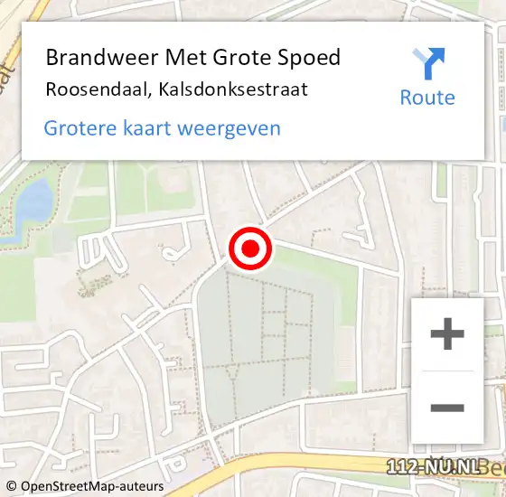 Locatie op kaart van de 112 melding: Brandweer Met Grote Spoed Naar Roosendaal, Kalsdonksestraat op 19 mei 2024 05:09