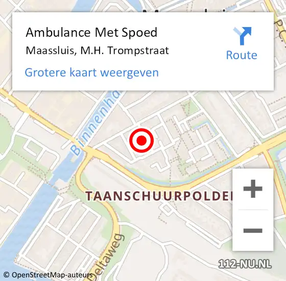 Locatie op kaart van de 112 melding: Ambulance Met Spoed Naar Maassluis, M.H. Trompstraat op 19 mei 2024 06:27