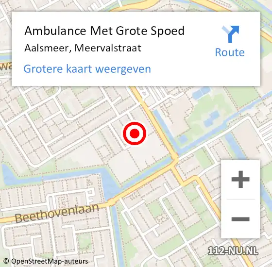 Locatie op kaart van de 112 melding: Ambulance Met Grote Spoed Naar Aalsmeer, Meervalstraat op 19 mei 2024 06:34