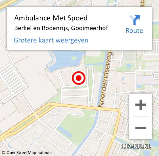 Locatie op kaart van de 112 melding: Ambulance Met Spoed Naar Berkel en Rodenrijs, Gooimeerhof op 19 mei 2024 06:35